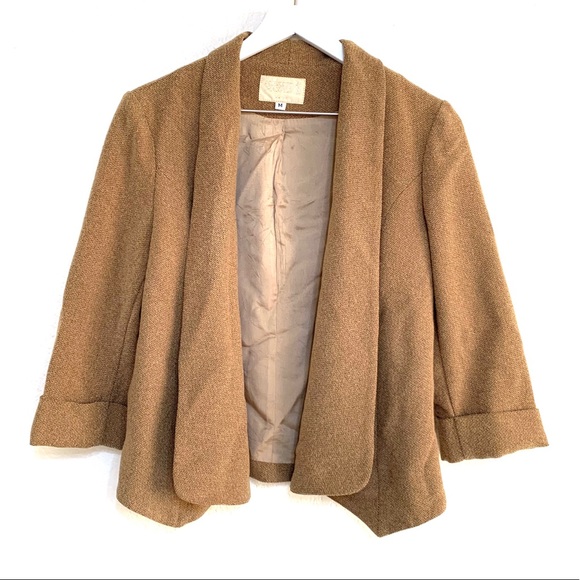 Alberto Makali Camel Open Front Drape Blazer - Picture 1 of 12